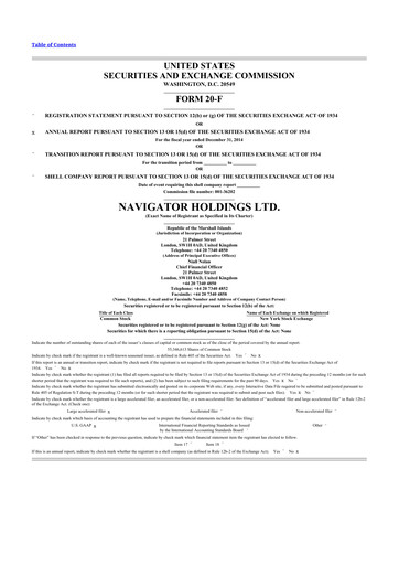 Thumbnail Navigator Holdings 20-F Annual Report 2014