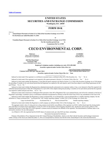 Thumbnail CECO Environmental
 10-K Annual Report 2014