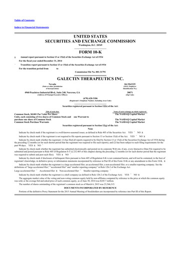 Thumbnail Galectin Therapeutics 10-K Annual Report 2014