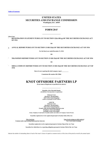 Thumbnail KNOT Offshore Partners 20-F Annual Report 2014