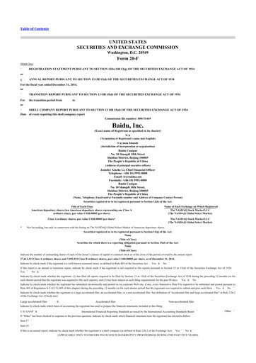 Thumbnail Baidu 20-F Annual Report 2014