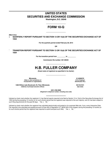 Thumbnail H.B. Fuller
 10-Q Quarterly Report FY 