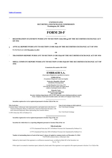 Thumbnail Embraer 20-F Annual Report 