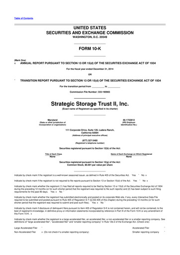 Thumbnail SmartStop Self Storage REIT 10-K Annual Report 2014