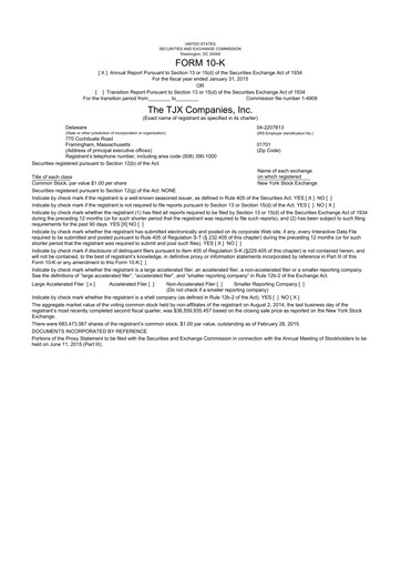 Thumbnail TJX Companies 10-K Annual Report 2015