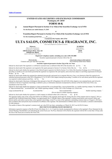 Thumbnail ULTA Beauty
 10-K Annual Report 2015