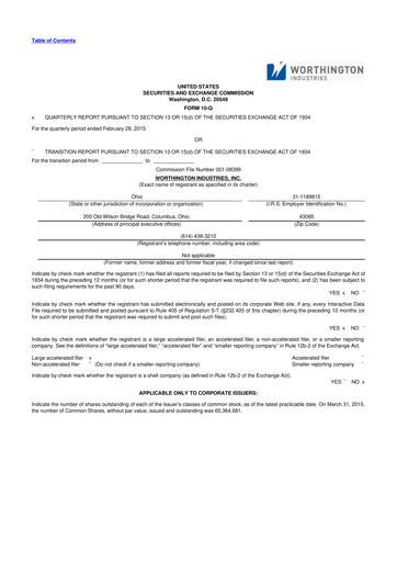 Miniature Worthington Enterprises 10-Q Rapport trimestriel 2015 