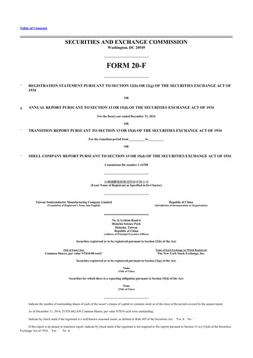 Thumbnail TSMC 20-F Annual Report 