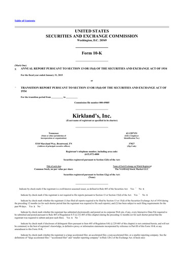 Thumbnail Kirkland's 10-K Annual Report 2014