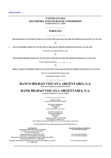 Vorschaubild Banco Bilbao Vizcaya Argentaria 20-F Jahresbericht 