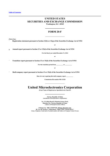 Thumbnail United Microelectronics 20-F Annual Report 