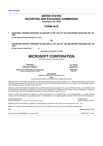 Thumbnail Microsoft 10-Q Quarterly Report FY2015 