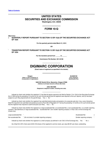 Thumbnail Digimarc
 10-Q Quarterly Report FY2015 