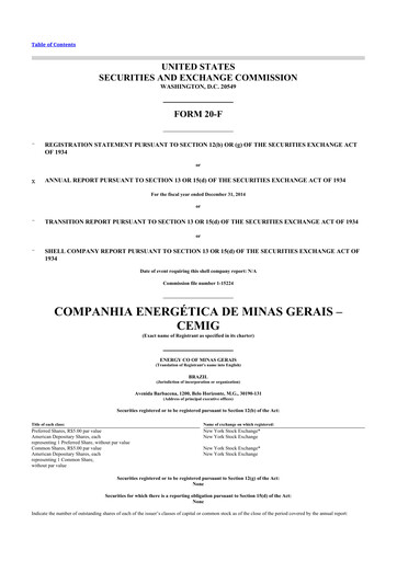 Thumbnail Cemig 20-F Annual Report 