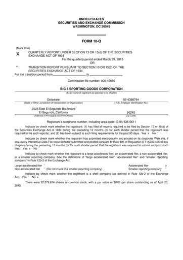 Thumbnail Big 5 Sporting Goods 10-Q Quarterly Report FY2015 