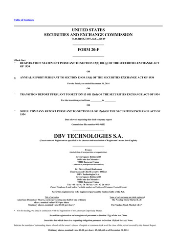 Thumbnail DBV Technologies 20-F Annual Report 