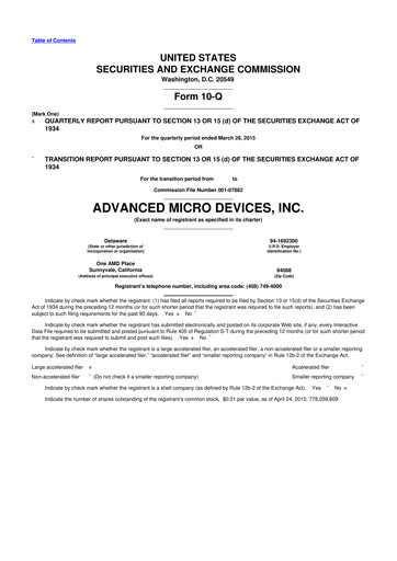 Thumbnail AMD 10-Q Quarterly Report FY2015 