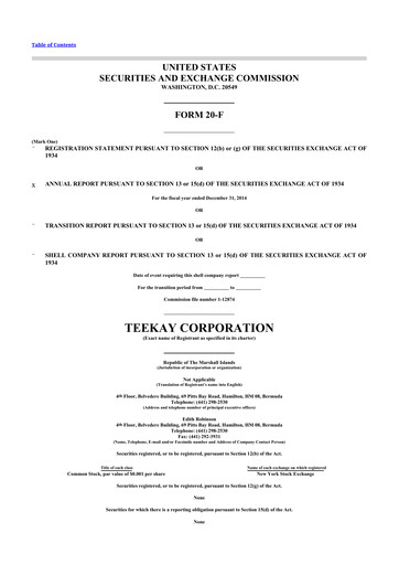 Thumbnail Teekay 20-F Annual Report 2014