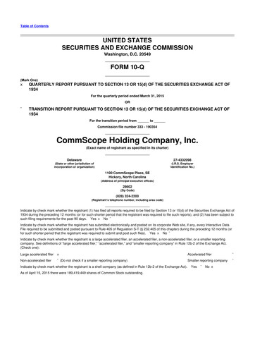 Thumbnail CommScope
 10-Q Quarterly Report FY2015 