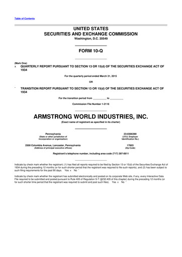 Thumbnail Armstrong World Industries
 10-Q Quarterly Report FY2015 