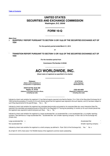Thumbnail ACI Worldwide
 10-Q Quarterly Report FY2015 