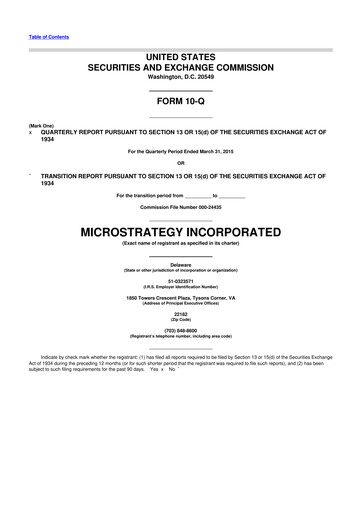 Thumbnail Strategy 
 (MicroStrategy) 10-Q Quarterly Report FY2015 