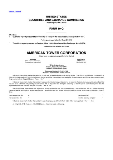 Vorschaubild American Tower 10-Q Quartalsbericht 2015 