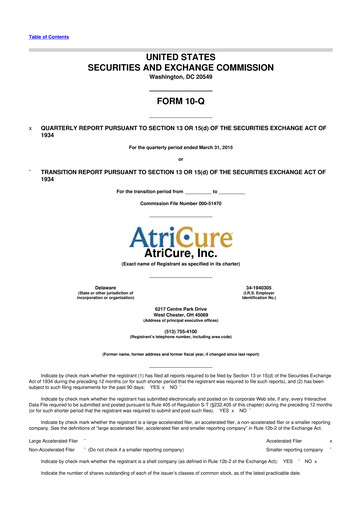 Miniature AtriCure 10-Q Rapport trimestriel 2015 