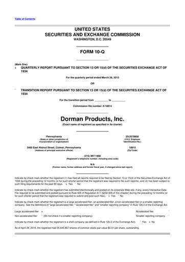 Thumbnail Dorman Products 10-Q Quarterly Report FY2015 
