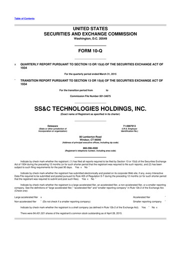 Thumbnail SS&C Technologies
 10-Q Quarterly Report FY2015 