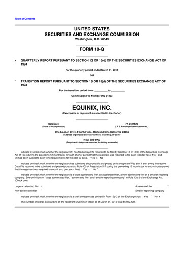 Thumbnail Equinix 10-Q Quarterly Report FY2015 