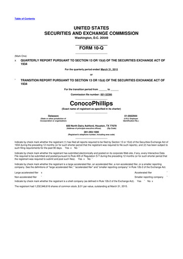 Thumbnail ConocoPhillips 10-Q Quarterly Report FY2015 