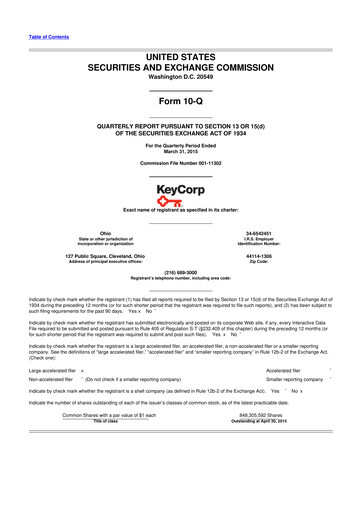 Thumbnail KeyCorp (KeyBank) 10-Q Quarterly Report FY2015 
