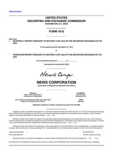 Thumbnail News Corp 10-Q Quarterly Report FY2015 