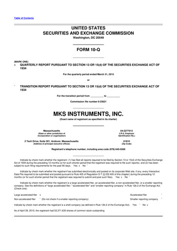 Thumbnail MKS Instruments 10-Q Quarterly Report FY2015 