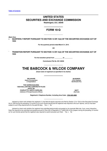 Thumbnail BWX Technologies
 10-Q Quarterly Report FY2015 