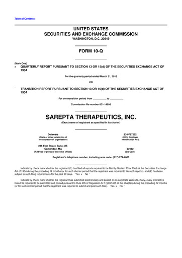 Thumbnail Sarepta Therapeutics
 10-Q Quarterly Report FY2015 
