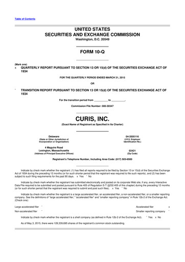 Thumbnail Curis 10-Q Quarterly Report FY2015 