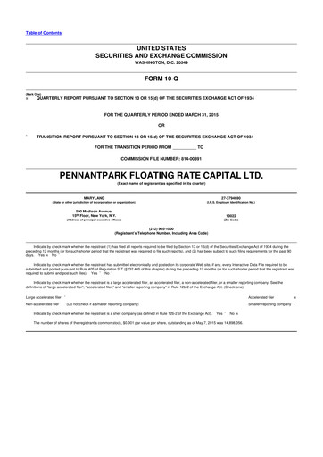 Thumbnail PennantPark Floating Rate Capital Ltd.
 10-Q Quarterly Report FY 
