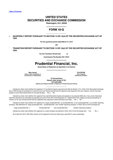 Thumbnail Prudential Financial 10-Q Quarterly Report FY2015 