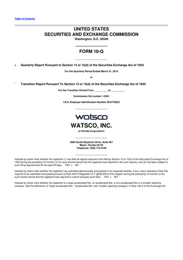 Thumbnail Watsco
 10-Q Quarterly Report FY2015 