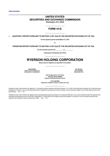 Thumbnail Ryerson 10-Q Quarterly Report FY2015 