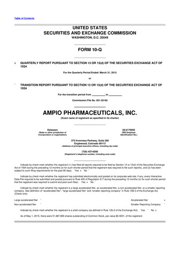 Thumbnail Ampio Pharmaceuticals 10-Q Quarterly Report FY2015 