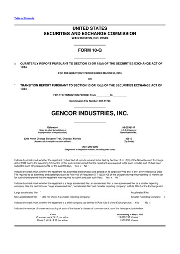 Thumbnail Gencor Industries
 10-Q Quarterly Report FY2015 