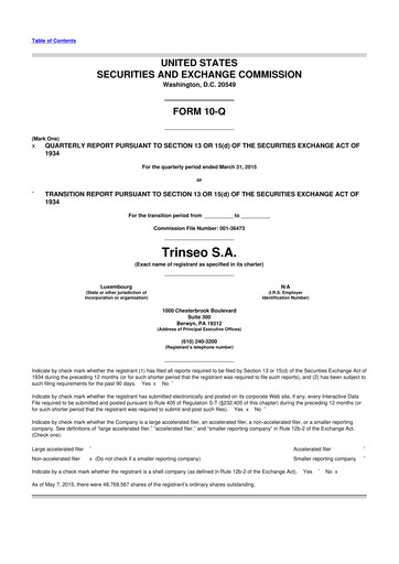Thumbnail Trinseo 10-Q Quarterly Report FY2015 