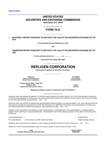 Thumbnail Repligen
 10-Q Quarterly Report FY2015 