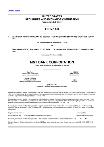 Thumbnail M&T Bank 10-Q Quarterly Report FY2015 