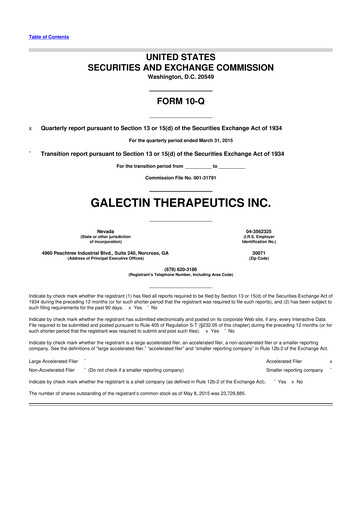 Vorschaubild Galectin Therapeutics 10-Q Quartalsbericht 2015 
