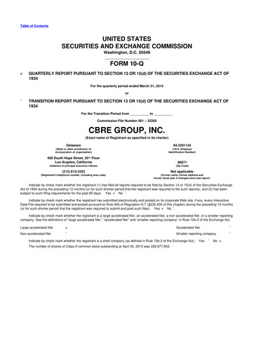 Thumbnail CBRE Group
 10-Q Quarterly Report FY2015 