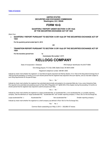 Thumbnail Kellanova 
 (Kellogg's) 10-Q Quarterly Report FY2015 